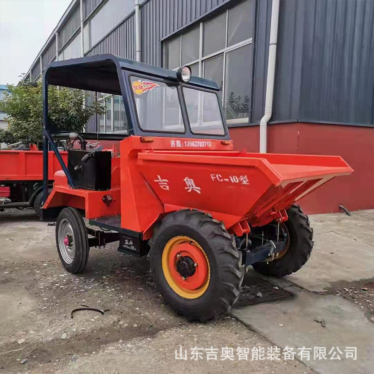 前翻斗厂家力推销售工地混凝土水泥运输用红色工程铁棚前翻斗运输