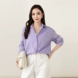 鑫阁不易皱通勤职业长袖衬衣女春季新款时尚收腰显瘦百搭叠穿衬衫