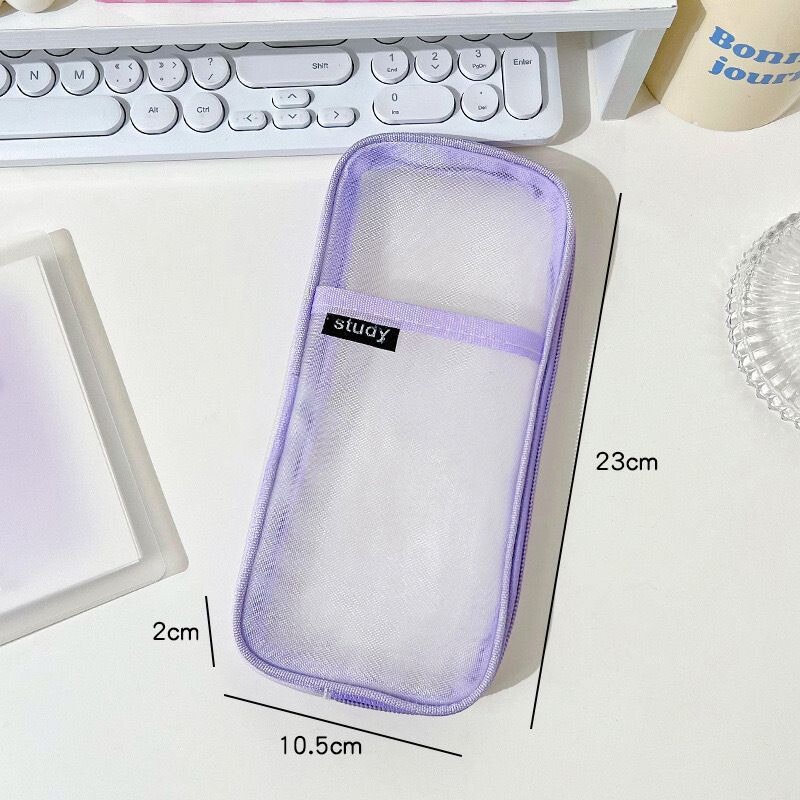 メッシュ鉛筆バッグイン高価値透明シンプル鉛筆バッグ大容量ロゴなし学生試験かわいい文具バッグ|undefined