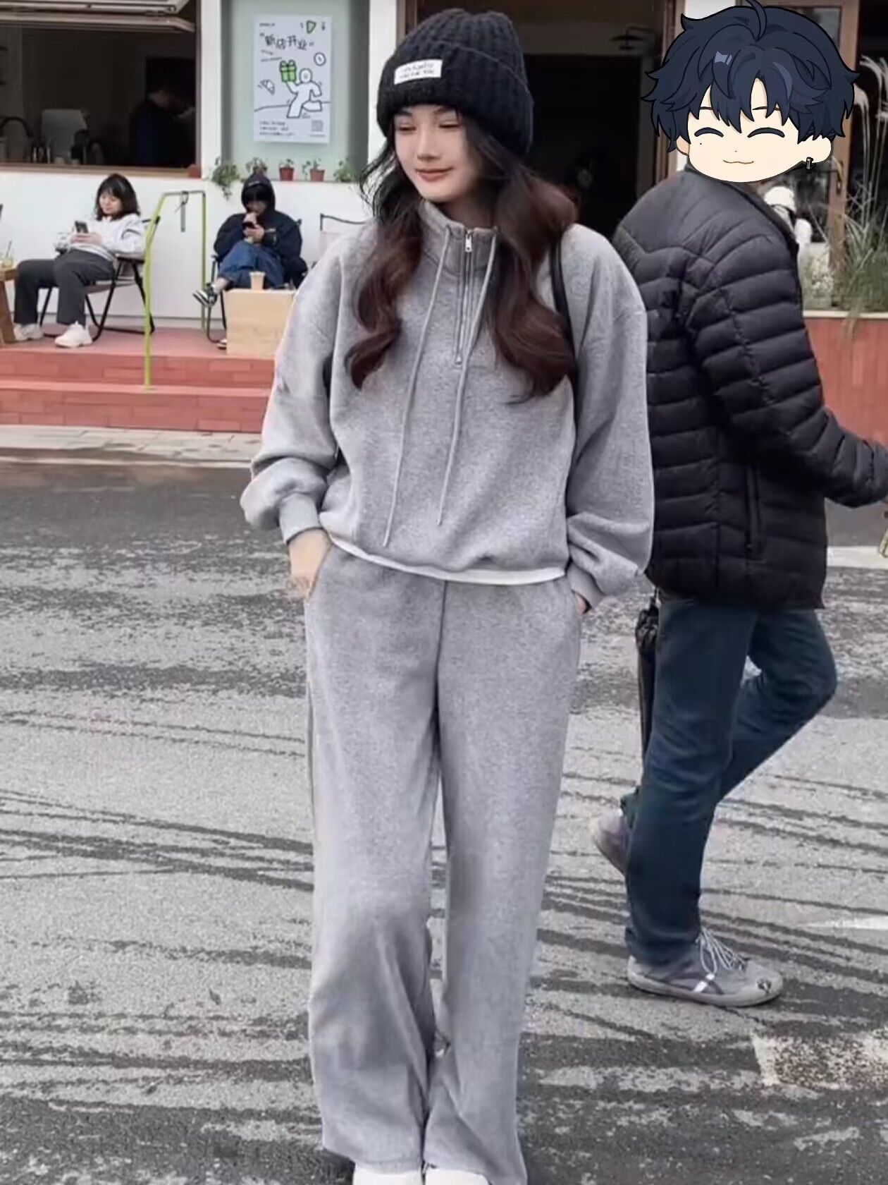 Felpa da donna ActiveGo, stile europeo, autunno inverno, alla moda, casual, pantaloni larghi, foderati in pile, due pezzi sportivi_voghion.com