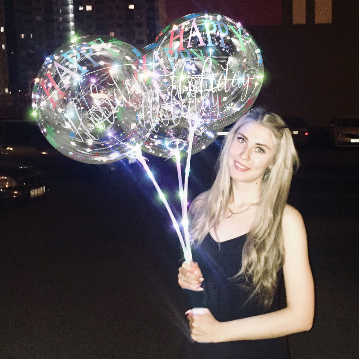 Red de red transparente estampado luminoso de 20 pulgadas bola de onda mercado nocturno puesto callejero globo decoración de cumpleaños accesorios