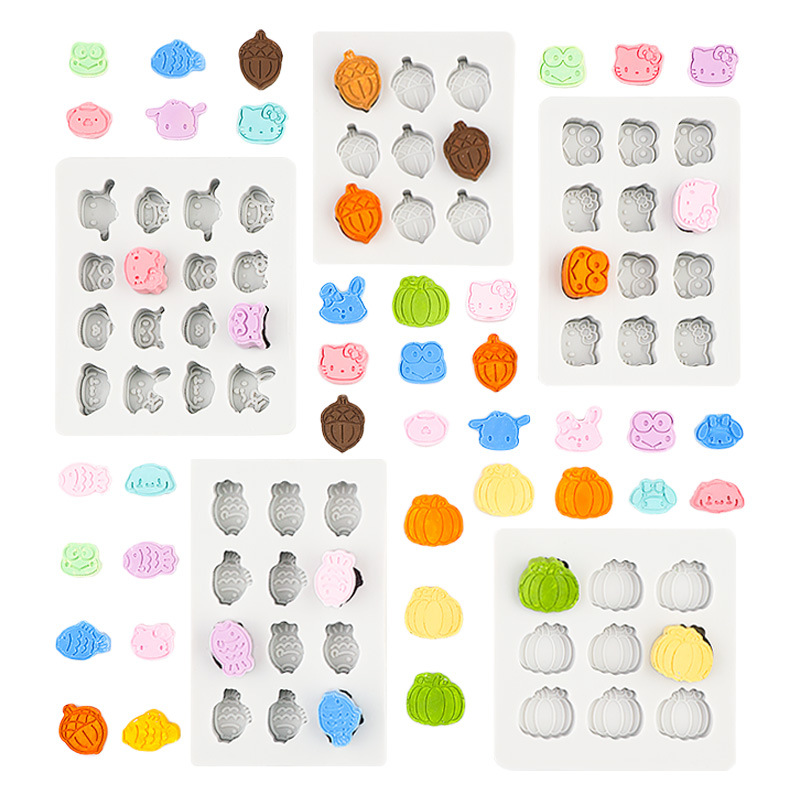 Lindo personaje de rana molde de silicona calabaza en forma de avellana molde de chocolate yeso goteo fuego pintura molde de cera