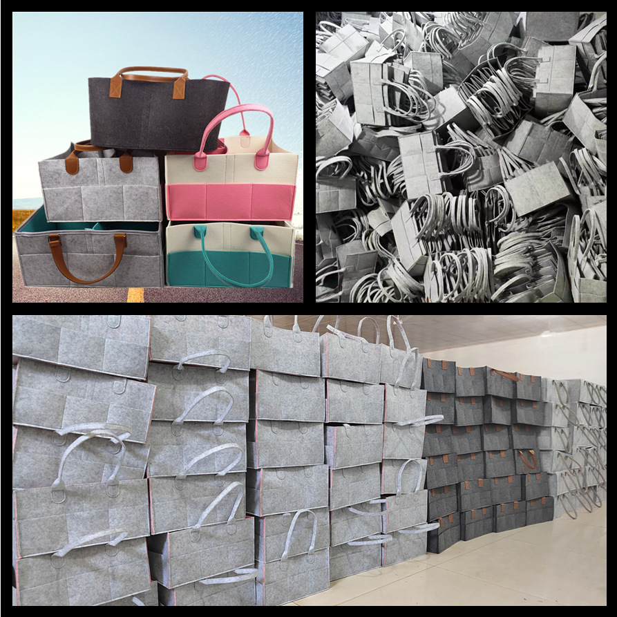 红色毛毡铆钉手提袋