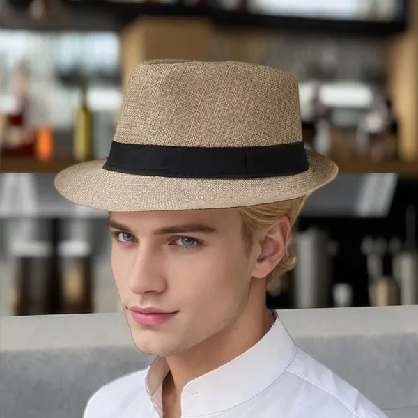 Manufacturer Supplies Jazz Hats, British Style Linen Solid Color Hats, Men's and Women's Curled Couple Sun Hats