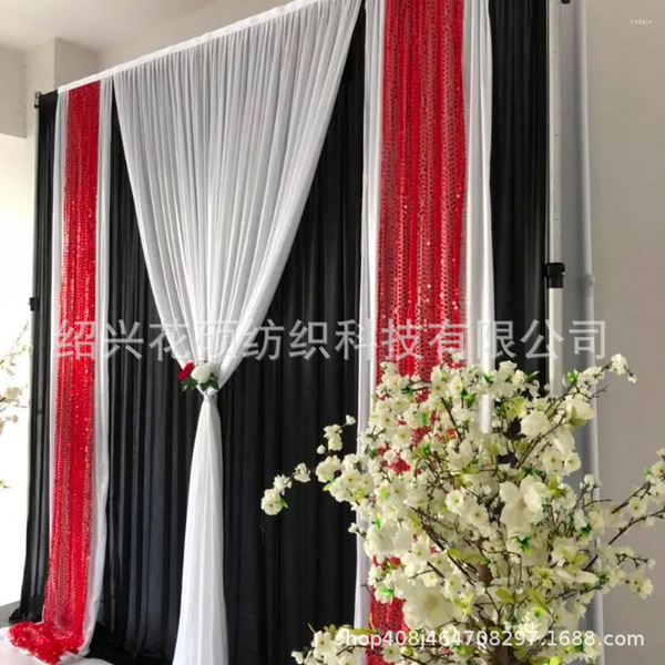Wedding stage background Decoration curtain cloth black and white…