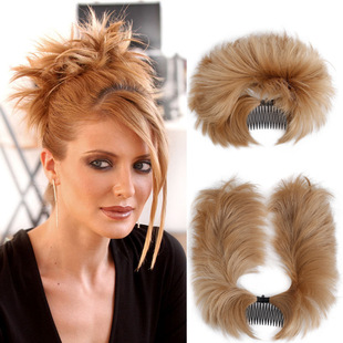 New Cross-Border European and American Chemical Fiber Chicken Feather Wig High Temperature Silk Shuttlecock Hair Bun Comb Short Curly Hair Wig