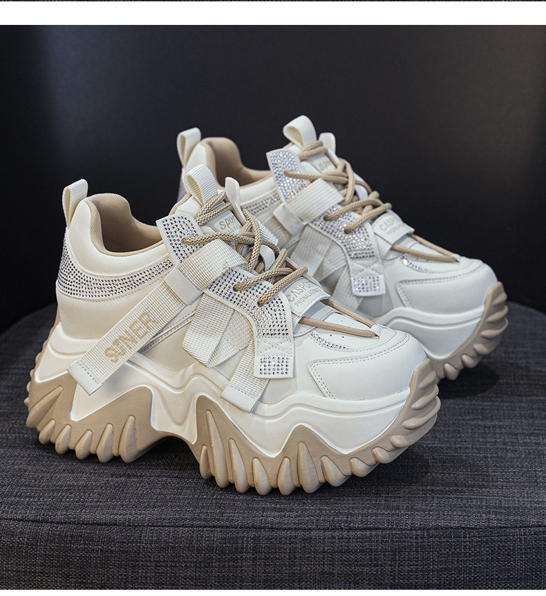 Giày sneaker nữ chunky đế dày phong cách retro, tăng chiều cao — Xám lông cừu 5013-1, Be lông cừu 5013-1, Be một lớp 5013, Đỏ lông cừu 5013-1 chi tiết 16