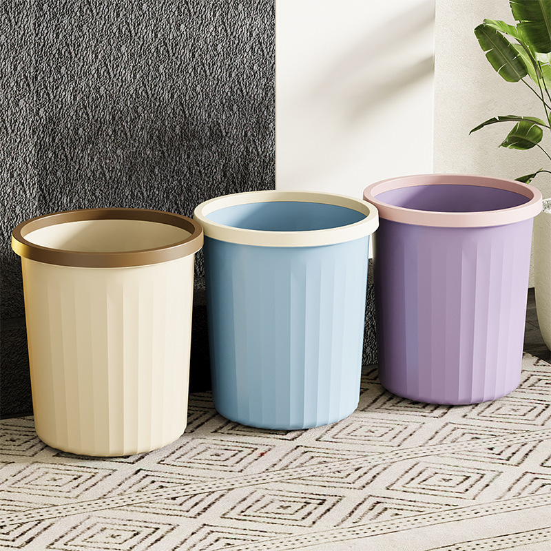 Household Lidless Trash Can with Pressure Ring, Large Capacity Waste Bin for Dormitory, Living Room, Bedroom, Bathroom, Simple Storage Bin Household Lidless Trash Can with Pressure Ring, Large Capacity Waste Bin for Dormitory, Living Room, Bedroom, Bathroom, Simple Storage Bin