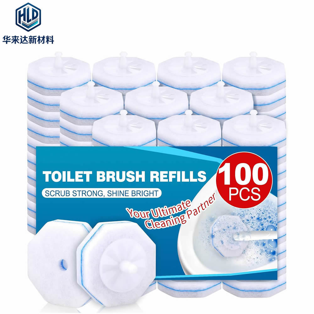Hualaida 2026 new wholesale 100-piece boxed disposable toilet brush replacement heads, universal fiber cotton