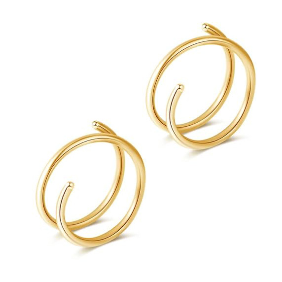 Stainless Steel Spiral Nose Ring Double Layer Piercing Stud_voghion.com