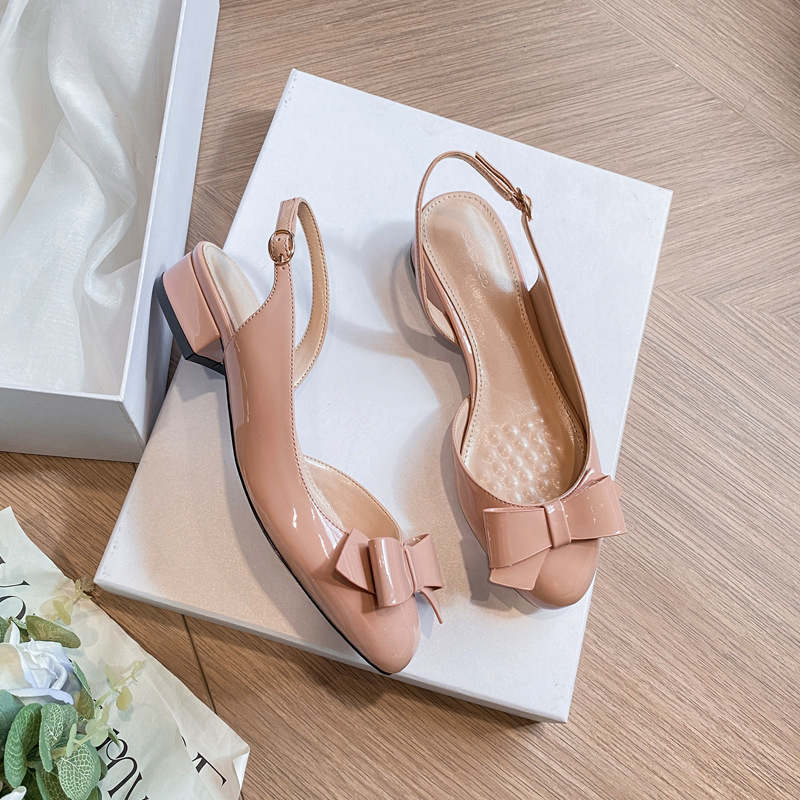 L-68 In-Stock French-Style Bowknot Closed-Toe Sandals for Women, 2026 Summer New Model, Chunky Heel Genuine Leather High-Heeled Sandals, Mid-Heel Sandals L-68 In-Stock French-Style Bowknot Closed-Toe Sandals for Women, 2026 Summer New Model, Chunky Heel Genuine Leather High-Heeled Sandals, Mid-Heel Sandals