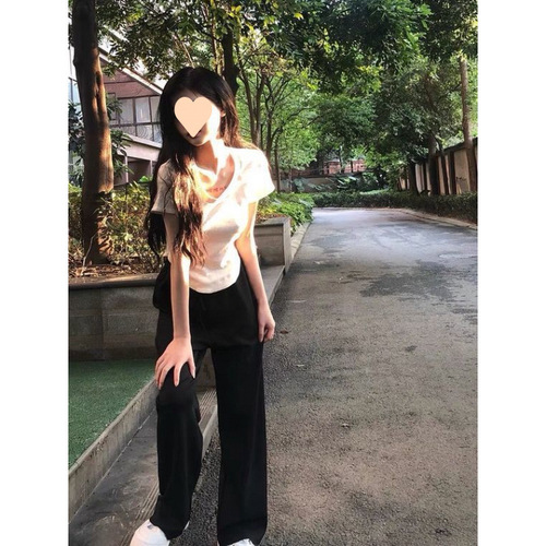 Pocket Wide Leg Pants for Women Spring Autumn Original Host Style Student Korean Version Loose Matchy Matchy Droopy Feeling Wide Leg Pants