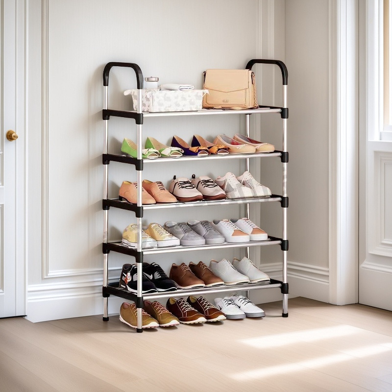 Estante de zapatos simple dormitorio doméstico multicapa puerta armario de zapatos a prueba de polvo fuerte pequeño y estrecho alquiler de almacenamiento a prueba de polvo