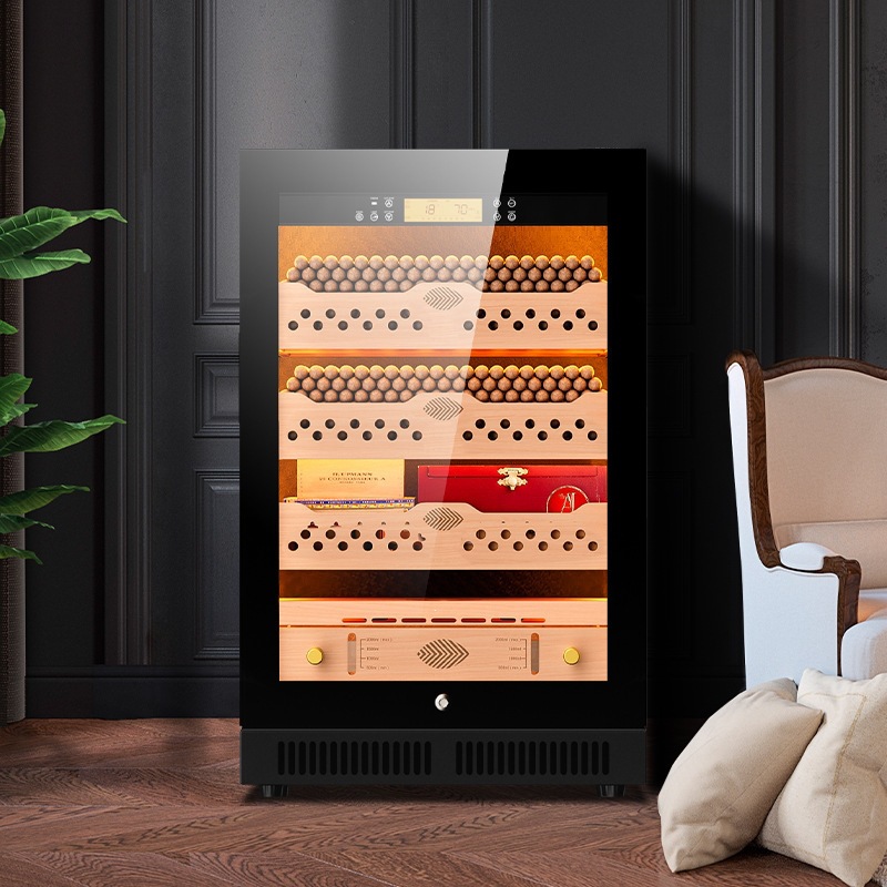 Cigar Cabinet CL-46C1 with Constant Temperature and Humidity, Cedar Wood Shelves, Ammonia Removal, Smart WiFi, and Fingerprint Lock for Moisture Control