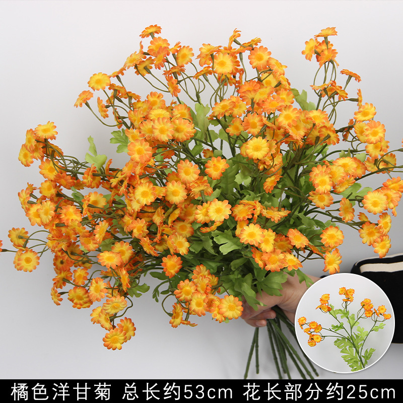 Flores de imitación naranja peonía naranja hortenida neblina orquídea flor flor de boda seda naranja