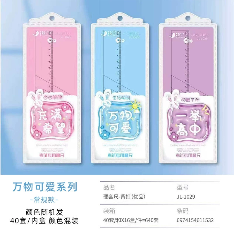 Cartoon cute universal ruler for students, set, 4 piece set