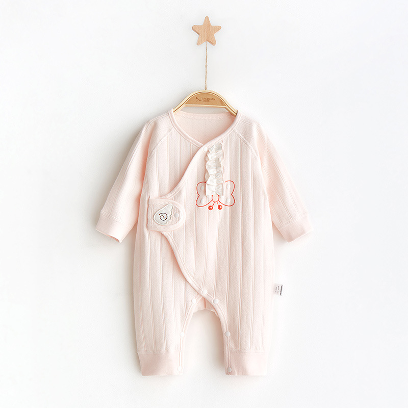 Ropa de bebé recién nacido para primavera y otoño, capa base de algodón puro, pelele de 0 a 3 meses, ropa estilo monje para recién nacidos, conjunto de una pieza para bebés.