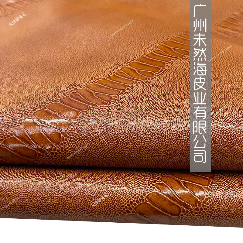 双色油腊鸵鸟脚纹头层牛皮手机壳握把皮用真皮
