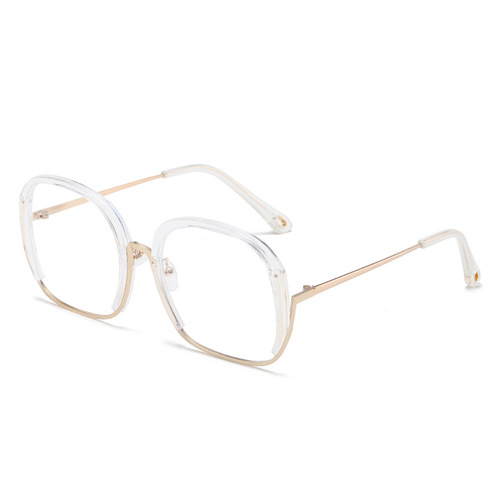 68040 Metal Half-Circle Rimless Glasses Frame  New Simple and Stylish Unisex Blue Light Blocking Flat-Sided Glasses