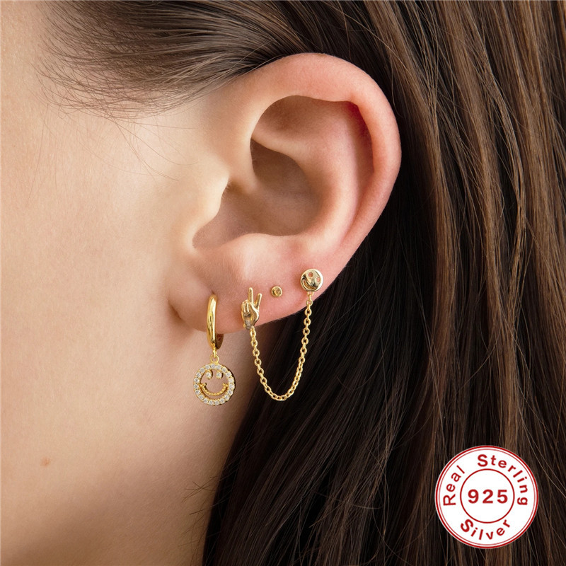 Fashion Geometric Flower Sterling Silver Ear Studs 1 Set