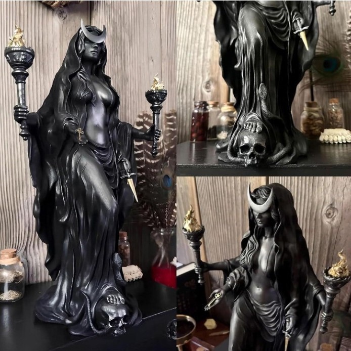 Hekate Nikriopulos Night Witch Messenger of Light of the Underworld Cat Goddess Hound Resin Sculpture Hekate Nikriopulos Night Witch Messenger of Light of the Underworld Cat Goddess Hound Resin Sculpture