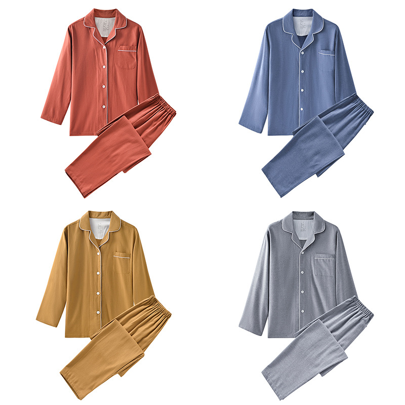 Estilo japonés de franela no impresa hogar desgaste buen color sólido algodón pareja franela grueso Otoño e Invierno pijamas simple llano
