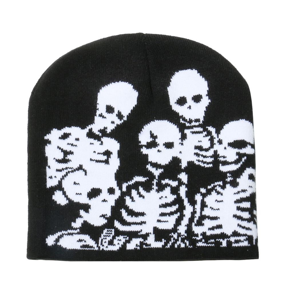 Skull Design Men's Exaggerated Punk Streetwear Skull Skull Eaveless Wool Cap
