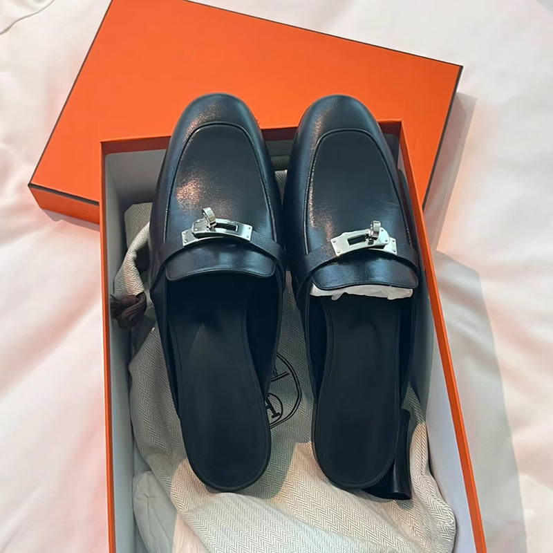 H Brand Closed-Toe Mules for Women, 2025 New Style with Buckle, Flat Mules, Versatile Slip-On Travel Shoes