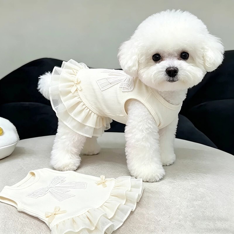 Dog Clothes Summer Stylish Princess Style Striped Tutu Skirt Small Size Dogs Bichon Teddy Breathable Mesh Dress Dog Clothes Summer Stylish Princess Style Striped Tutu Skirt Small Size Dogs Bichon Teddy Breathable Mesh Dress
