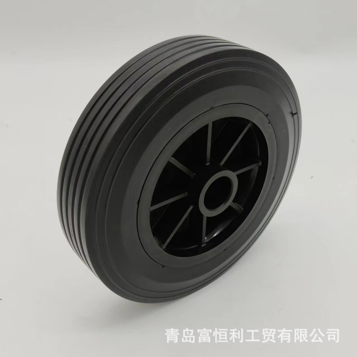 6寸PU发泡轮手推车实心轮胎聚氨酯露营车割草机轮子静音免充气