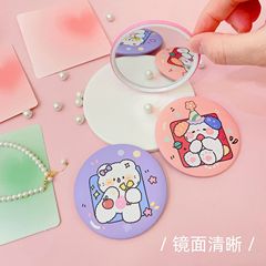 Cartoon Tinplate Small Round Mirror Portable Cosmetic Mirror Female Student Portable Pocket Mirror Mini Round Cute Small Mirror