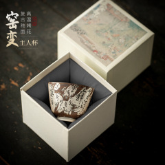 创意繁花鎏银品茗杯精致高档个人专用喝茶杯复古老岩泥主人杯单杯