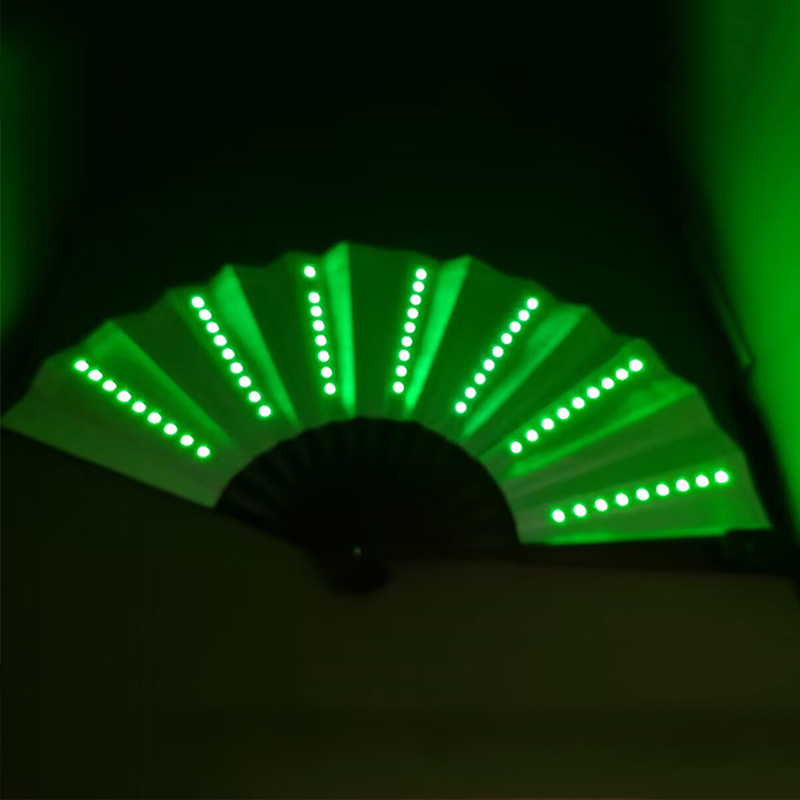 Bar KTV Atmósfera Actuación Danza Ventilador plegable Accesorios de vítores Ventilador luminoso LED colorido recargable de 5V
