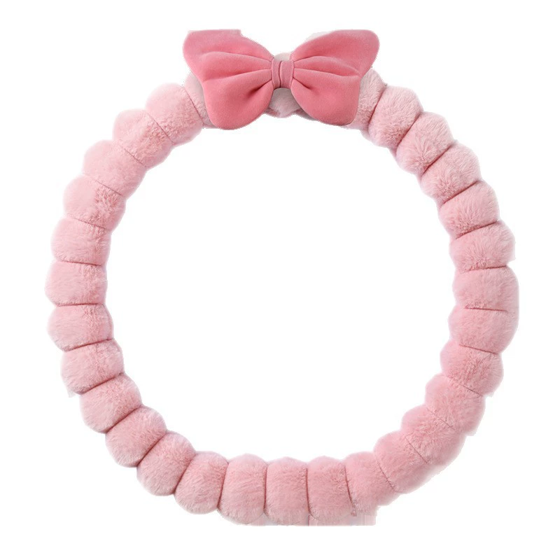 Winter plush cute steering wheel with bow, handle, keep warm set, new collection
