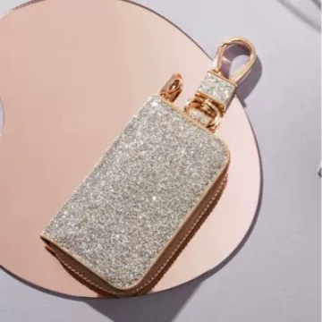 Apple Bluetooth Earphone Bag Leather Mini Creative Sequin Bag Pendant Storage Bag Solid Color Car Key Bag