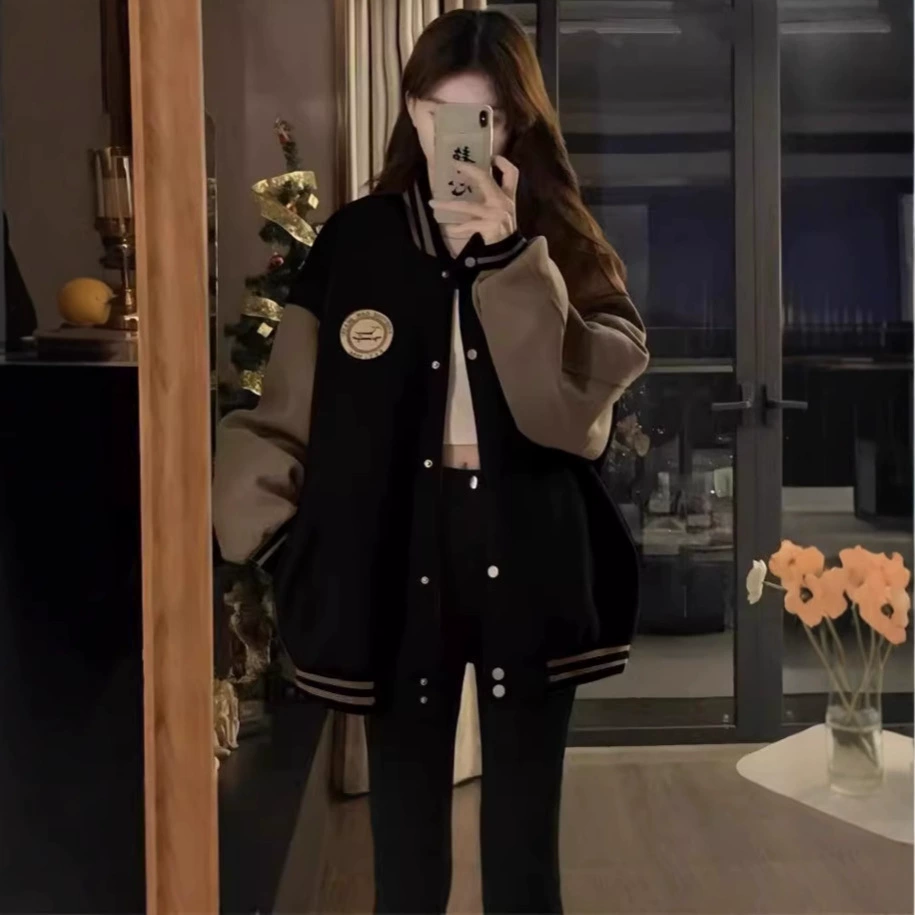 Американский бейсбольный костюм куртка для девочек весна и осень 2024 новая средняя школа