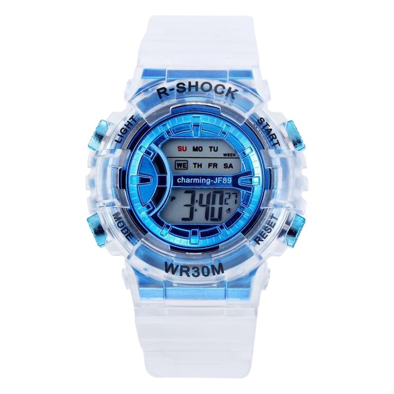 Reloj Electrónico Deportivo para Estudiantes de Plástico Transparente con Hora Mundial GMT