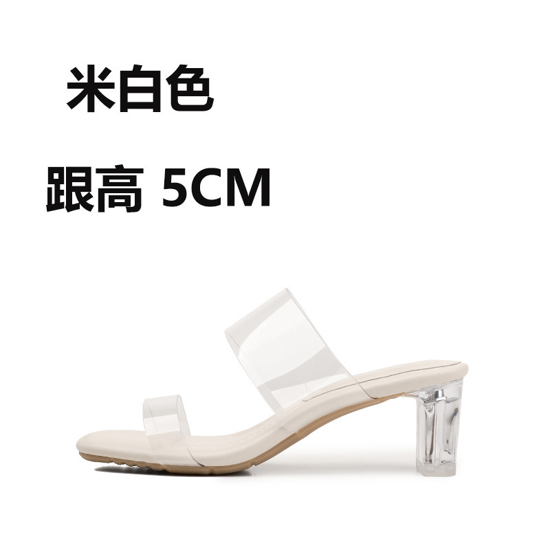 Sandallas de tacón alto transparentes con base suave para mujeres 2026 nuevas zapatillas frías de verano de talón medio de cristal de talón grueso image 15