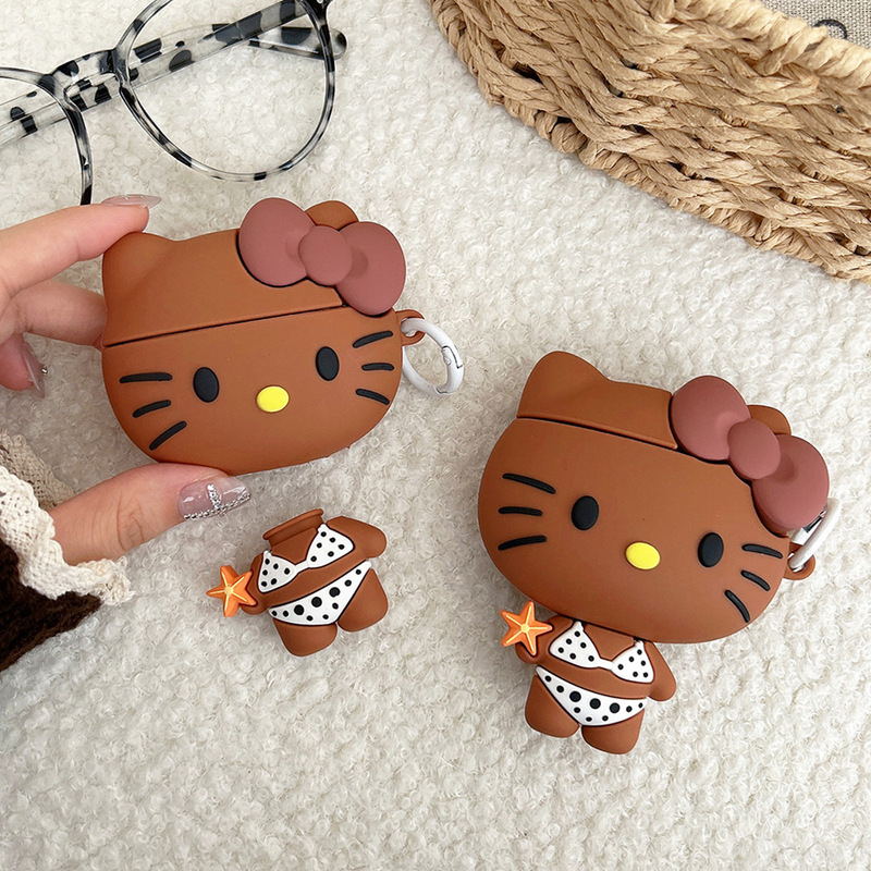 Bikini Black Leather Kt Cat Protective Case for AirPods Pro 3Rd Generation, 4Th Generation, Pro 2 Apple Bluetooth Earphone Case Bikini Black Leather Kt Cat Protective Case for AirPods Pro 3Rd Generation, 4Th Generation, Pro 2 Apple Bluetooth Earphone Case