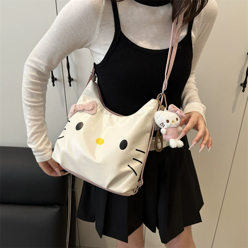 Hello kitty, Cartoon рюкзак, милый держатель для карт через плечо, вместительный одноплечий мешок с бантом