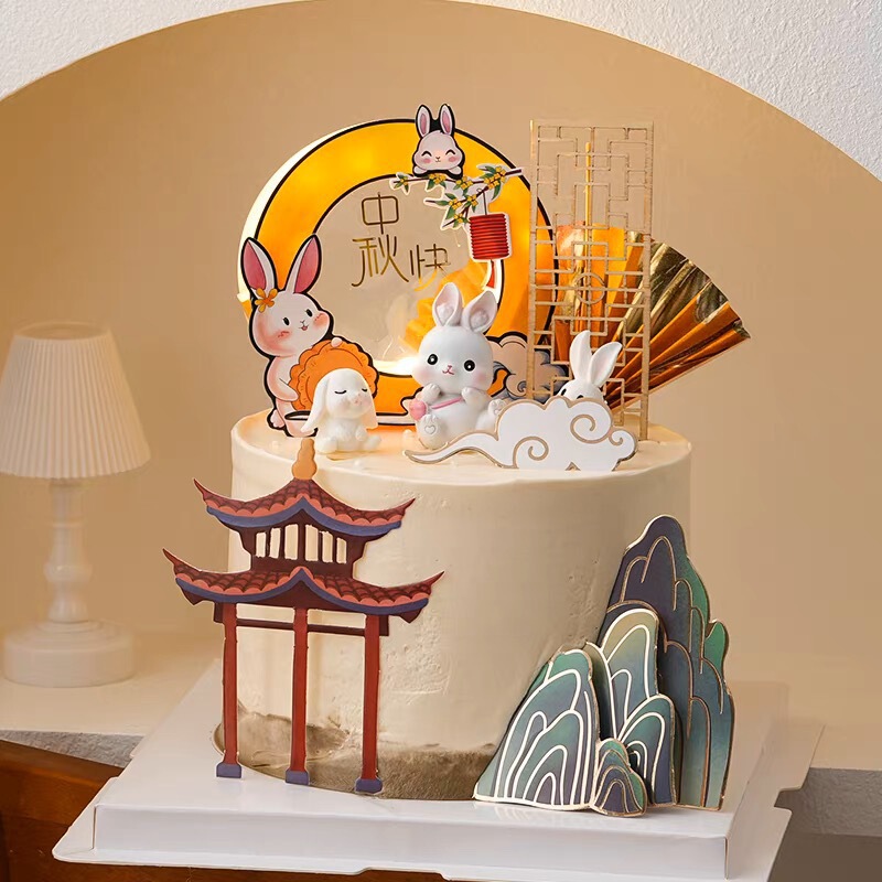 2025 Mid-Autumn Festival Chinese Cake Decoration Little White Rabbit Jade Rabbit Ornaments Happy Mid-Autumn Festival Baking Decoration Plug-In 2025 Mid-Autumn Festival Chinese Cake Decoration Little White Rabbit Jade Rabbit Ornaments Happy Mid-Autumn Festival Baking Decoration Plug-In