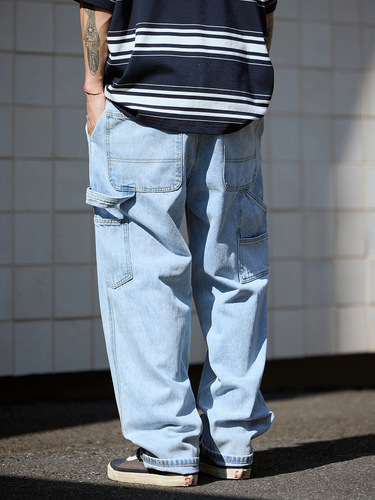 TRS Men's Clothing | 25SS Japanese Loose Snow Washed Distressed Workwear B11 Logging Pants Casual Jeans for Men