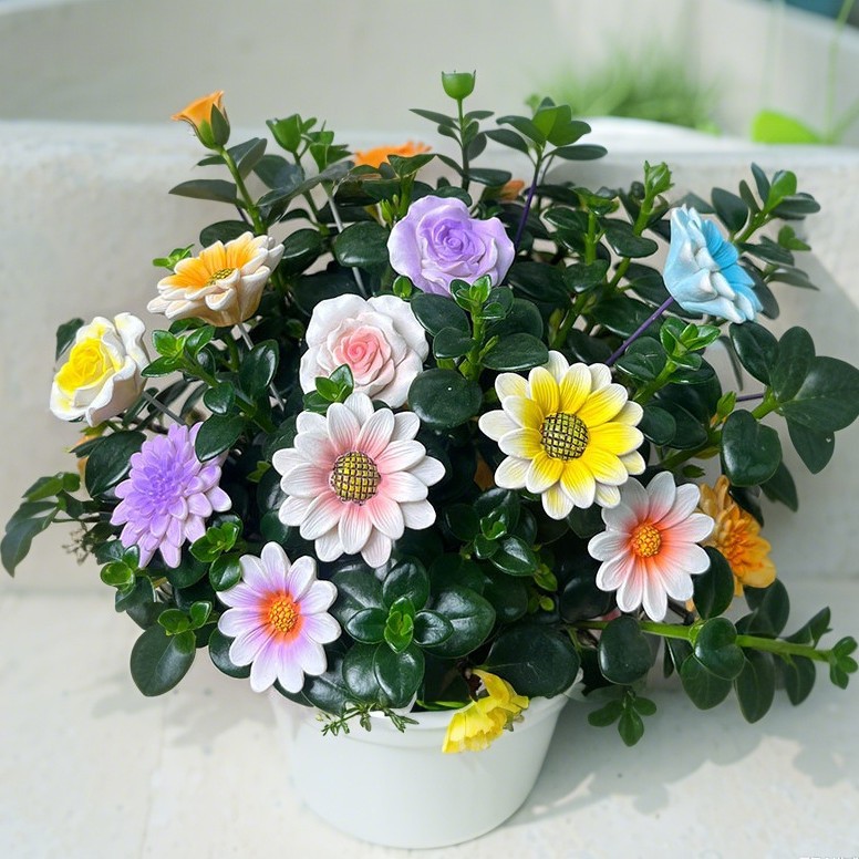 Creativenewproducts Resin Flower Five-Piece Set of Flower Pots, Flower Arrangements, Gardening Potted Decorations