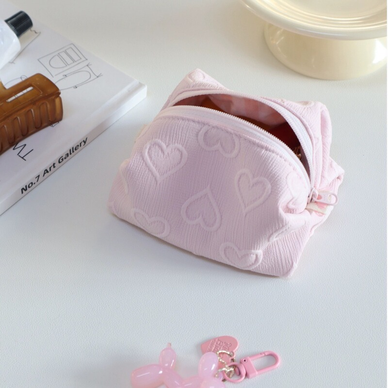 ins niche designer pink love storage bag cute girl cosmetic bag makeup bag lipstick bag
