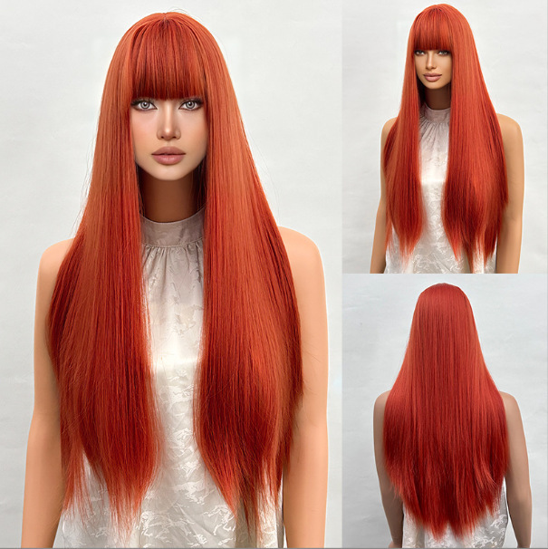 Nuevo estilo de moda ruido claro cabello largo recto pelucas para mujeres uso diario natural realista fibra química cubierta de cabeza image 8