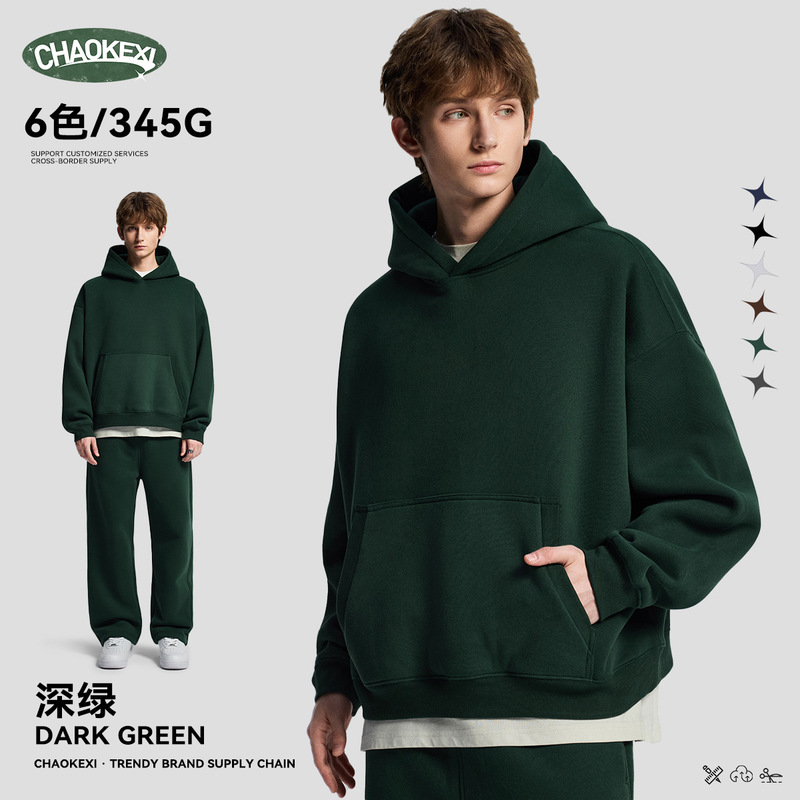 CKX跨境男装秋冬新款男士街头嘻哈连帽卫衣男加绒宽松套头衫批发|undefined