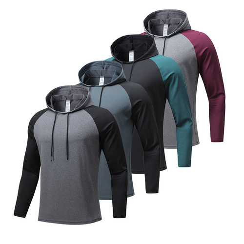 Men's Hooded Sweatshirt Basketball Training Fitness Long Sleeve T-Shirt Outdoor Leisure Running Headband Quick-Dry Sports Clothing