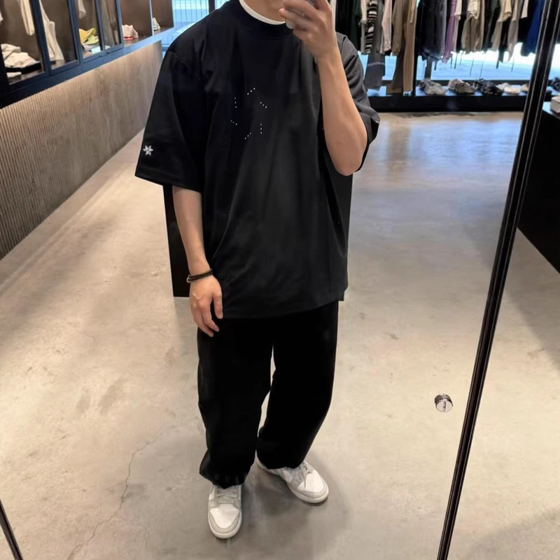 High-Quality Gold Functional Printed Short-Sleeved American Outdoor Quick-Drying Pure Color Lightweight T-Shirt Men's Loose Round Neck Top