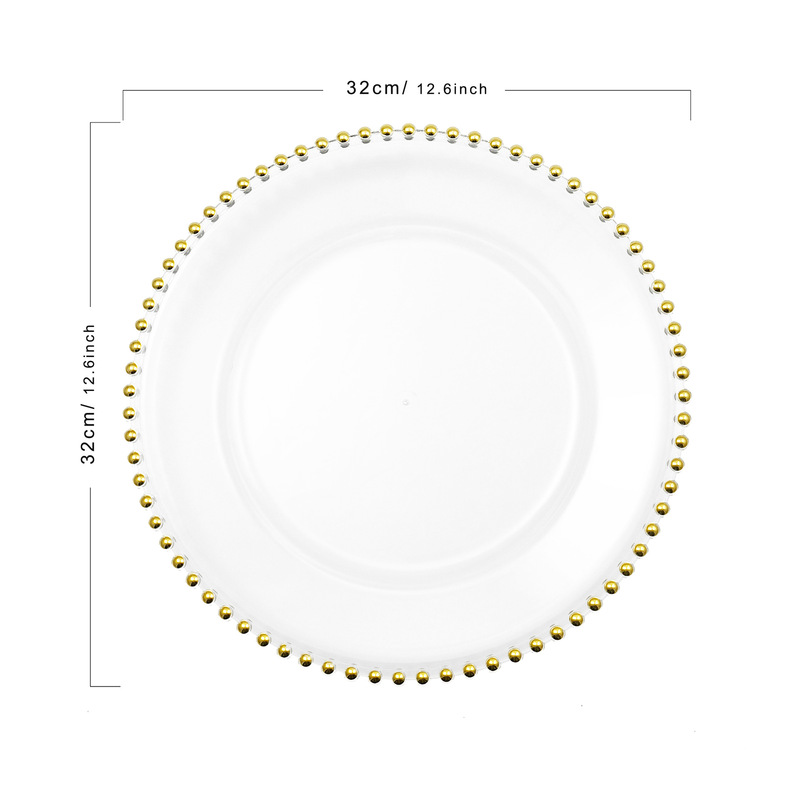 Wholesale Wedding and Christmas Party Decorations Ps Transparent Gold Bead Plastic Plate Fruit Plate Clear Charger Plate Wholesale Wedding and Christmas Party Decorations Ps Transparent Gold Bead Plastic Plate Fruit Plate Clear Charger Plate