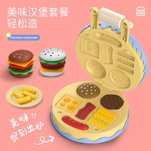 Cross-border new product colored mud toys children's educational early education toys simulated colored mud burger machine DIY toy set